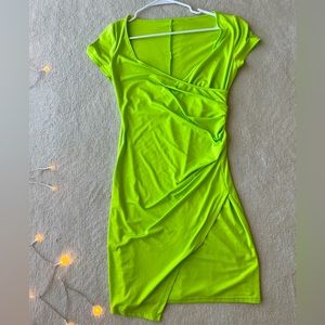 neon green wrap dress Clara Dress main image 1
